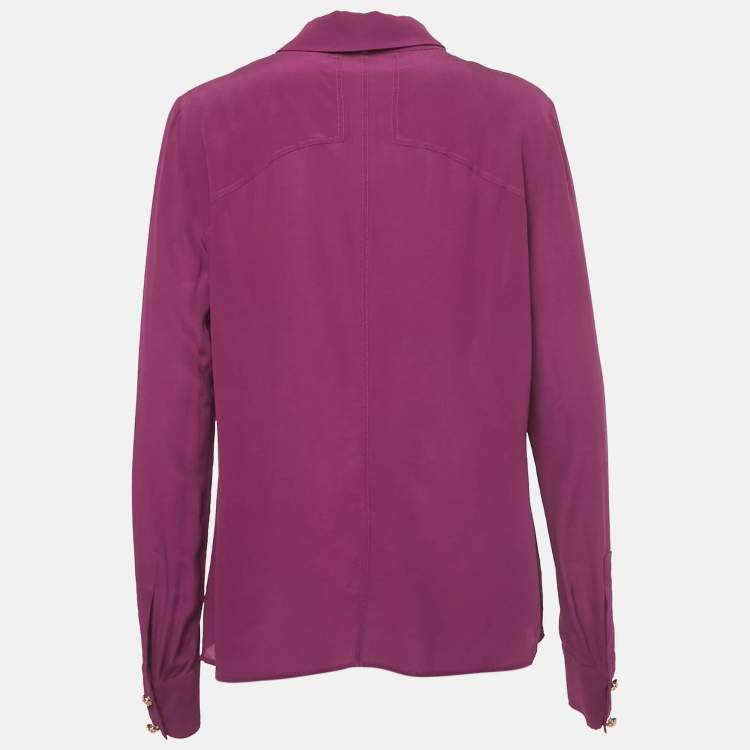 Pre Owned Elie Saab Pink Silk Long Sleeve Shirt M