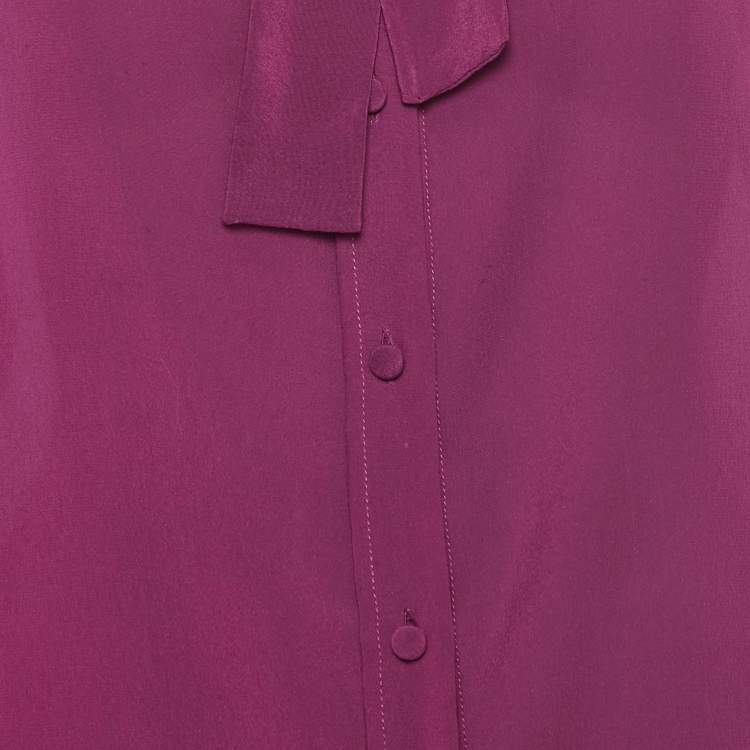 Pre Owned Elie Saab Pink Silk Long Sleeve Shirt M