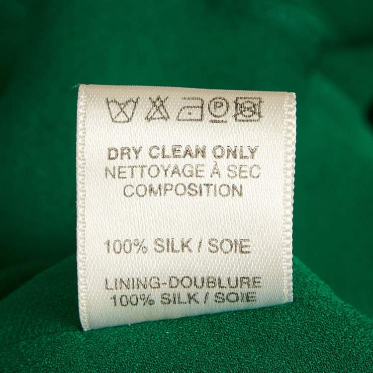 Pre Owned Elie Saab Green Silk Ruffled Maxi Dress S