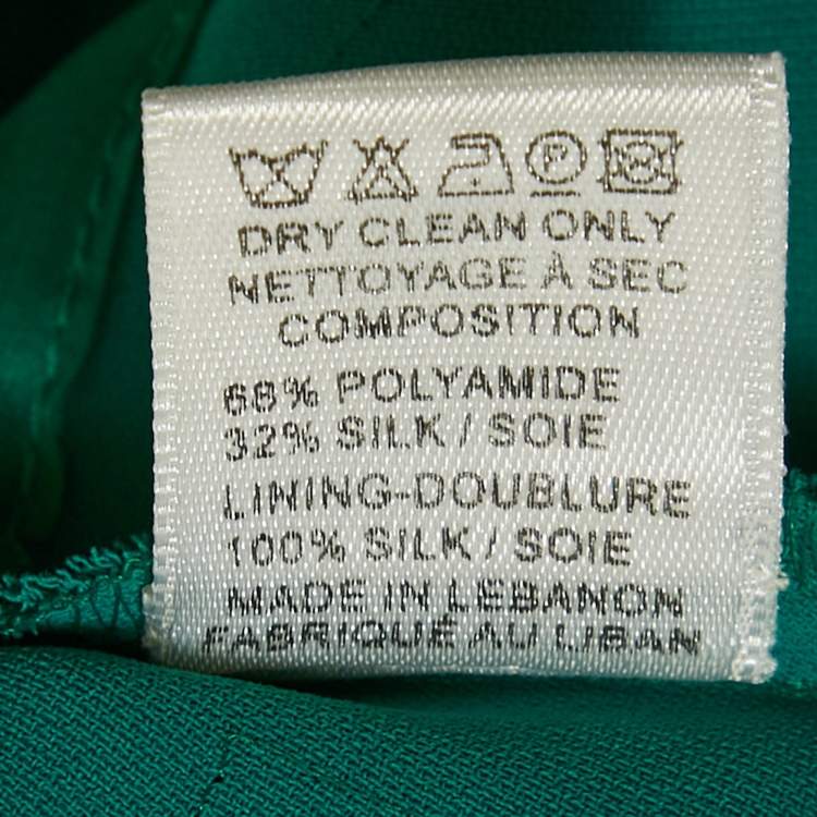 Pre Owned Elie Saab Green Embellished Detail Crepe & Silk Mini Dress XS