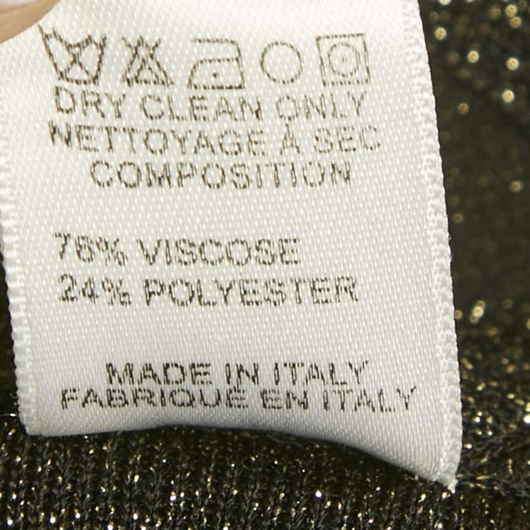 Pre Owned Elie Saab Black Lurex Jersey & Tulle Trim Bodysuit S