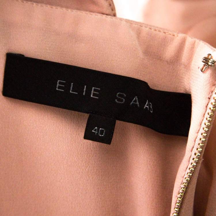 Pre Owned Elie Saab Dusty Pink Silk Chiffon Pleated Bodice One Shoulder Gown S 