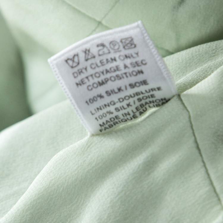 Pre Owned Elie Saab Mint Green Silk Georgette Pleated Dress S