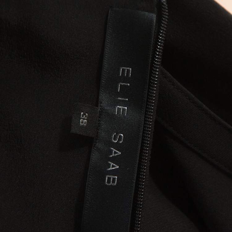 Pre Owned Elie Saab Black Crepe Tulle Embellished Sleeveless Maxi Gown S
