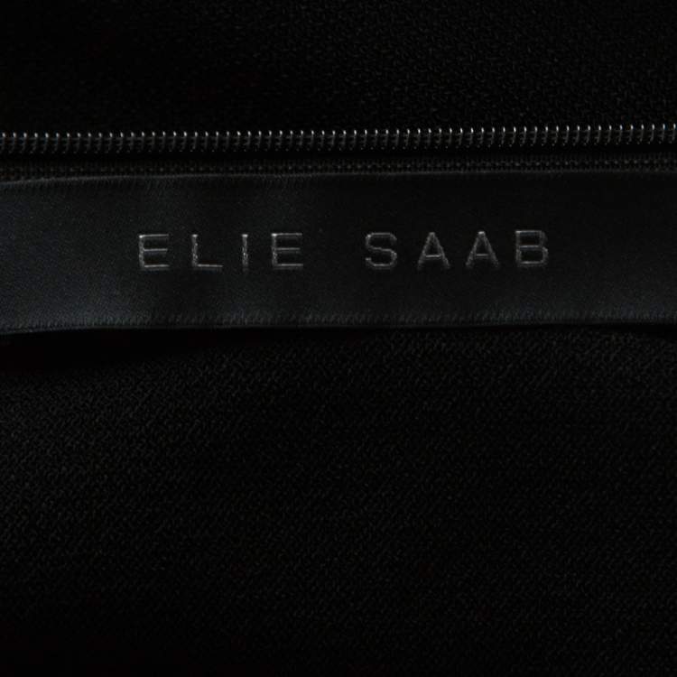 Pre Owned Elie Saab Black Knit Lace Trim Detail Top M