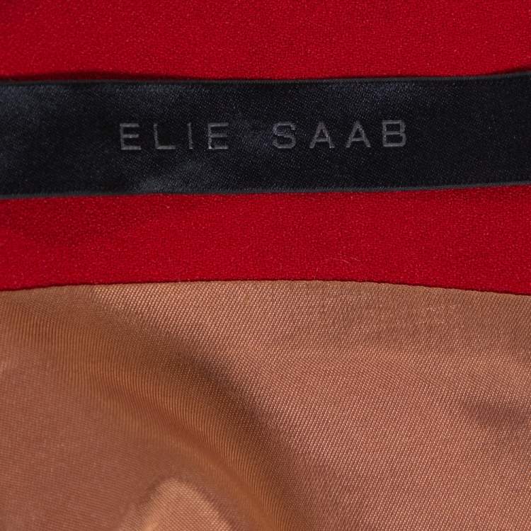 Pre Owned Elie Saab Red Stretch Crepe Midi Dress M