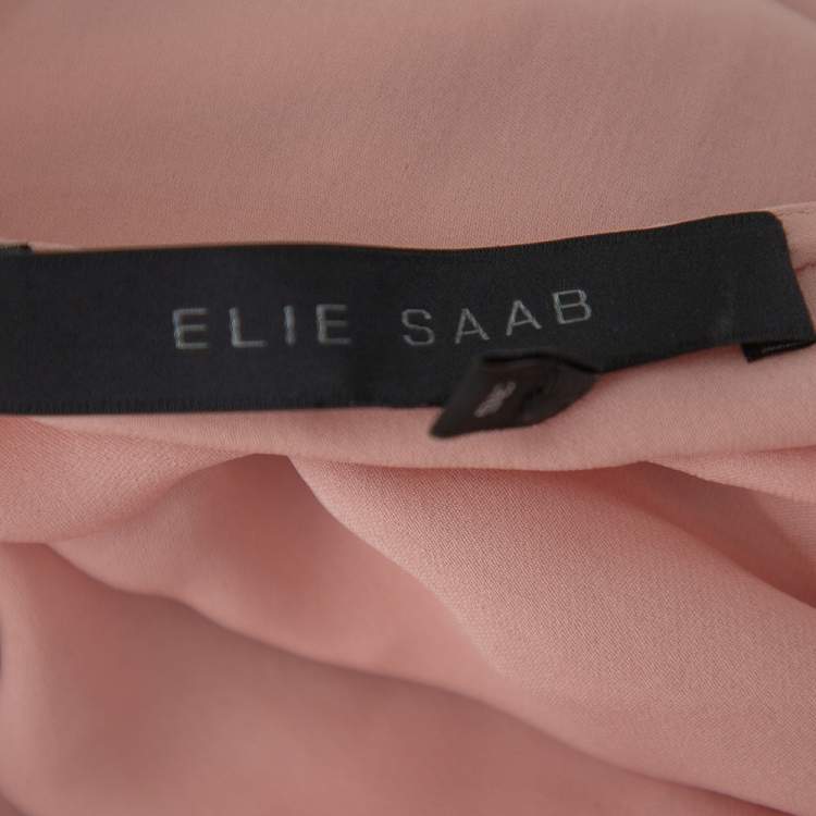 Pre Owned Elie Saab Pale Pink Semi-Sheer Sequin Embellished Oversized Top XS