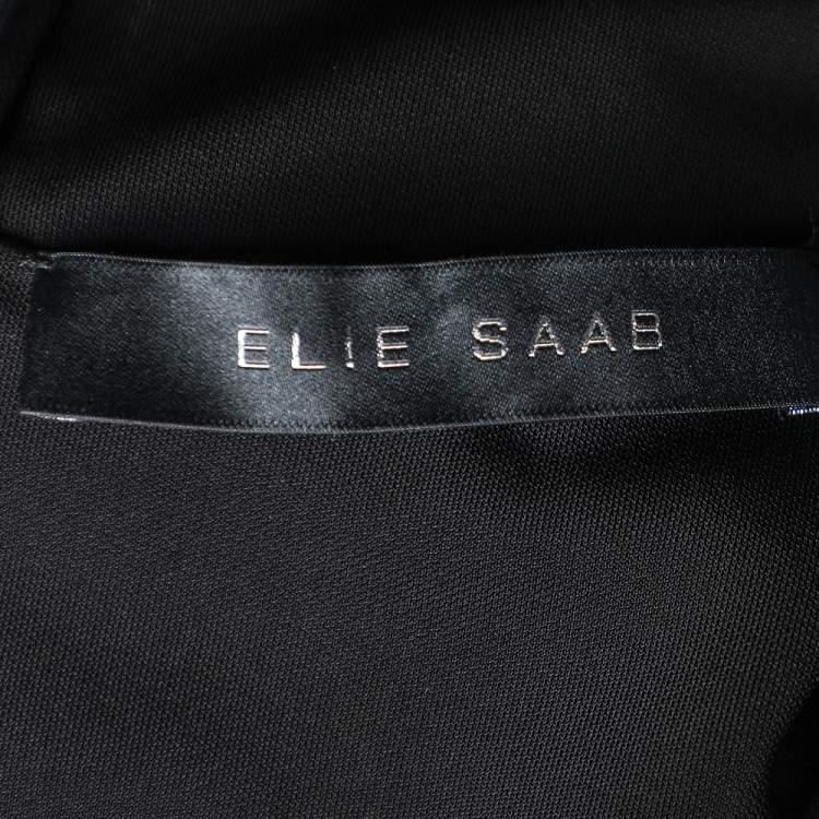 Pre Owned Elie Saab Black Jersey Pleated Detail Sleeveless Maxi Dress S