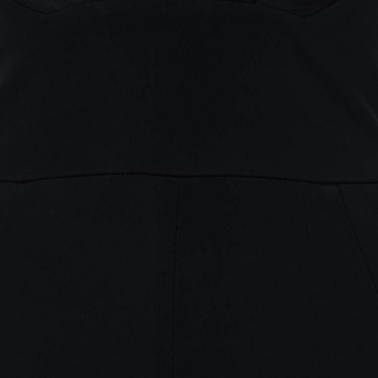 Pre Owned Elie Saab Black Jersey Pleated Detail Sleeveless Maxi Dress S