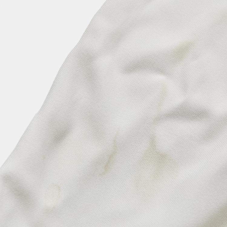 Pre Owned Elie Saab White Crepe & Lace Trim Trousers S