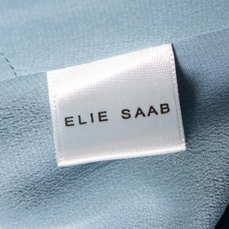 Pre Owned Elie Saab Blue Sequin Embellished Silk Ruffled Short Dress M 