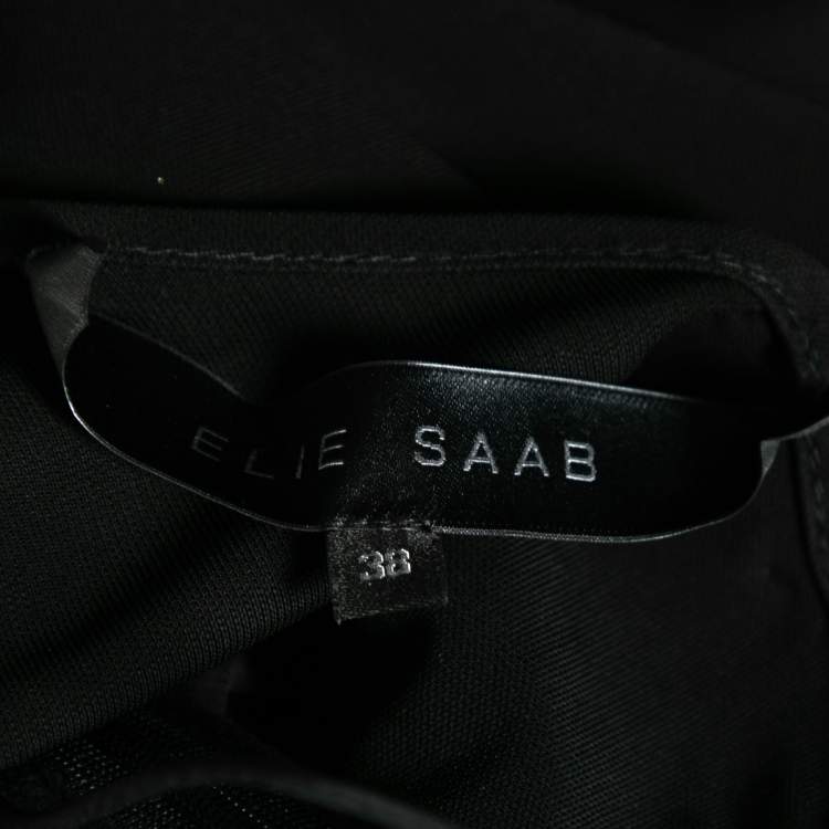 Pre Owned Elie Saab Black Jersey Bead Embellished Strap Detail Gown S 