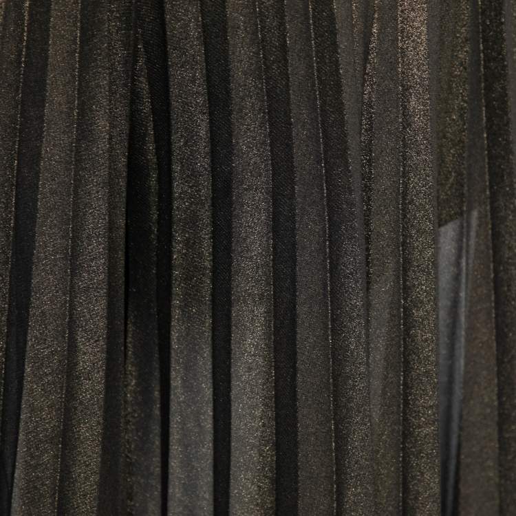 Pre Owned Elie Saab Metallic Crepe Plisse Palazzo Pants S
