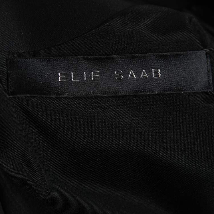 Pre Owned Elie Saab Black Crepe Lace Overlay Knee-Length Dress S