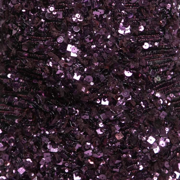 Pre Owned Elie Saab Purple Sequin-Embellished Cutout Mini Dress M 