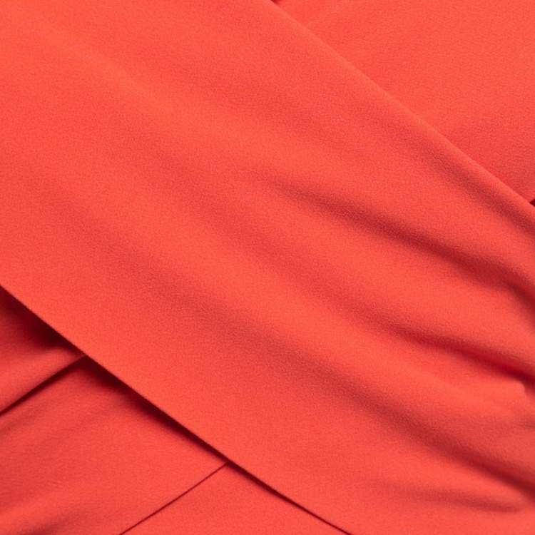 Pre Owned Elie Saab Coral Orange Crepe Wrap Around Sleeveless Cropped Top XS