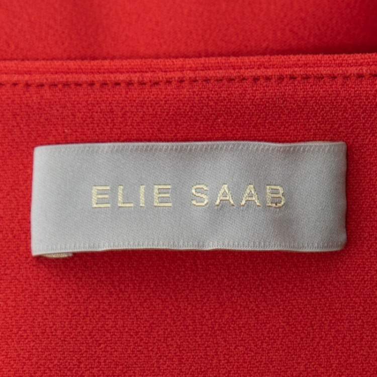 Pre Owned Elie Saab Coral Orange Crepe Wrap Around Sleeveless Cropped Top XS