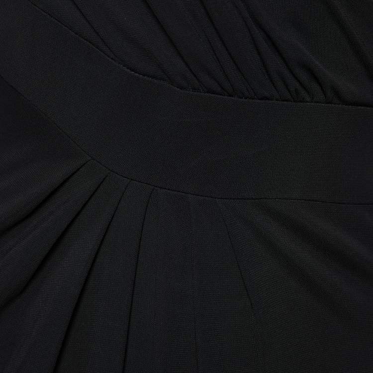Pre Owned Elie Saab Black Jersey Gathered Yoke Detail Gown M