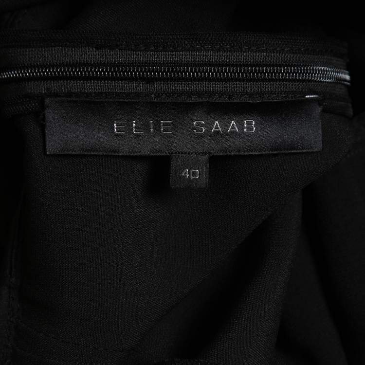 Pre Owned Elie Saab Black Crepe & Lace Inset Pleated Jumpsuit S