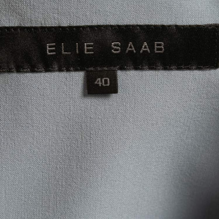 Pre Owned Elie Saab Blue Crepe Ruch Detailed Sleeveless Midi Dress S