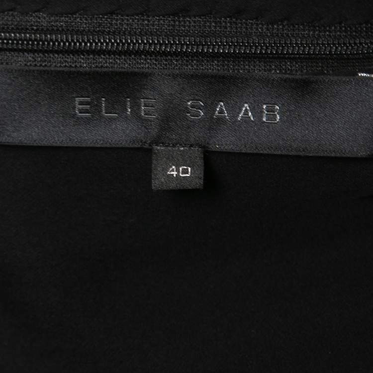 Pre Owned Elie Saab Black Silk Chiffon Sequin Embellished Yoke Sleeveless Gown S