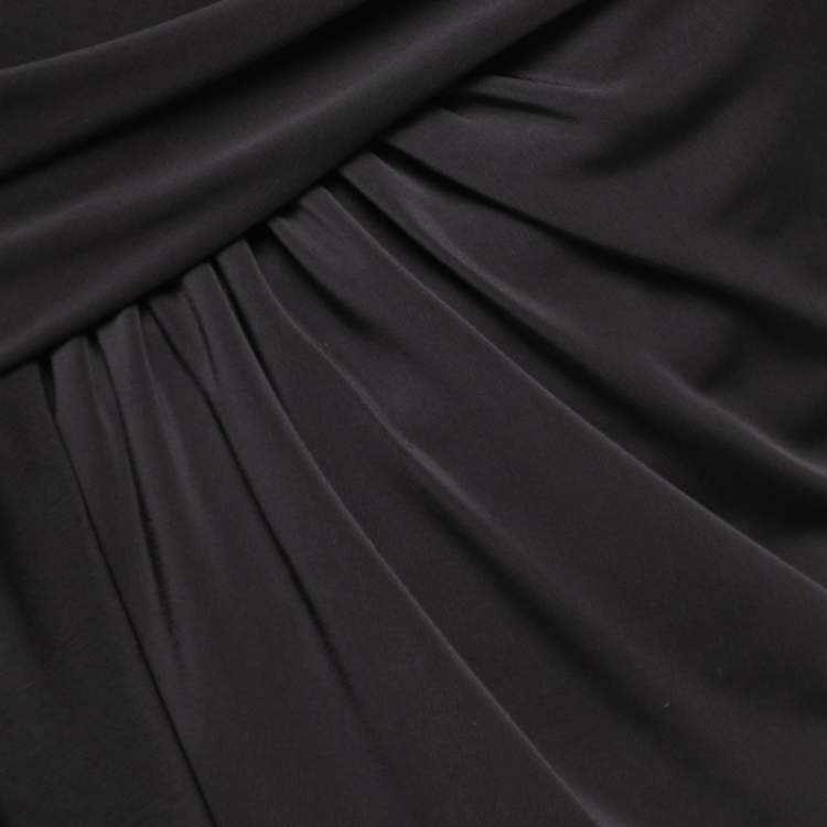 Pre Owned Elie Saab Black Jersey One Shoulder Draped Gown S