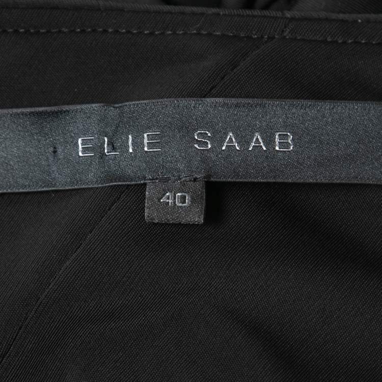 Pre Owned Elie Saab Black Jersey One Shoulder Draped Gown S