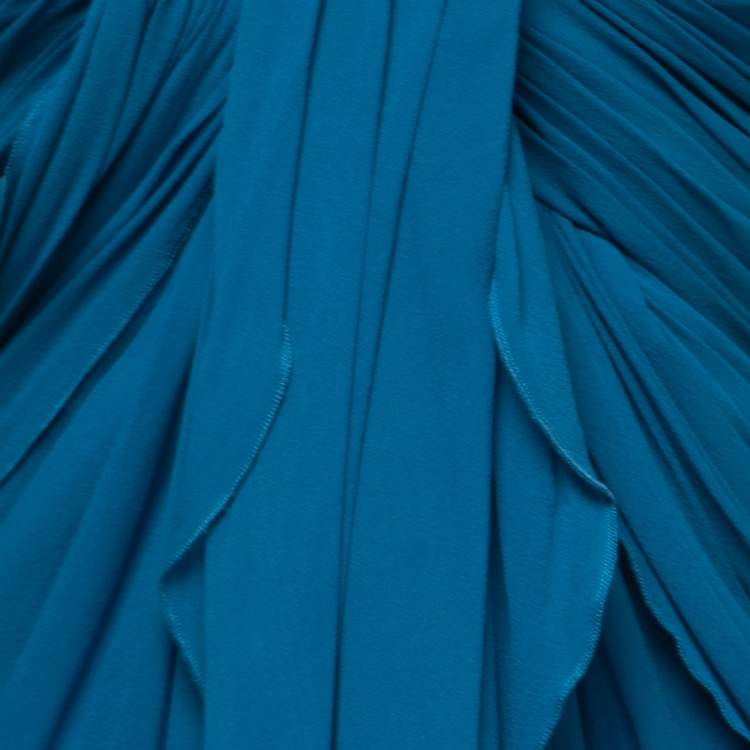 Pre Owned Elie Saab Blue Embellished Detail Draped Gown M