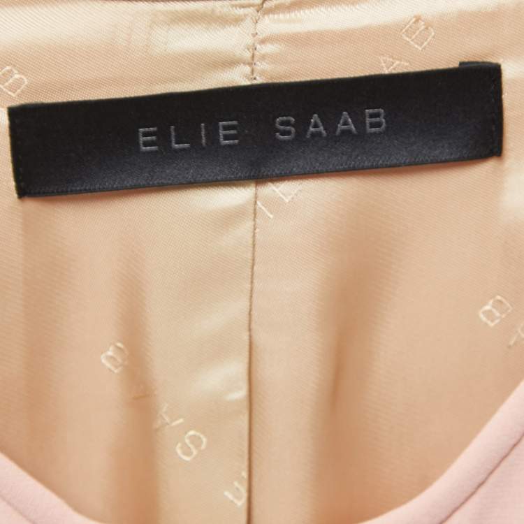 Pre Owned Elie Saab Dusty Pink Crepe Lace Trimmed Zip Front Full Sleeve Top S 