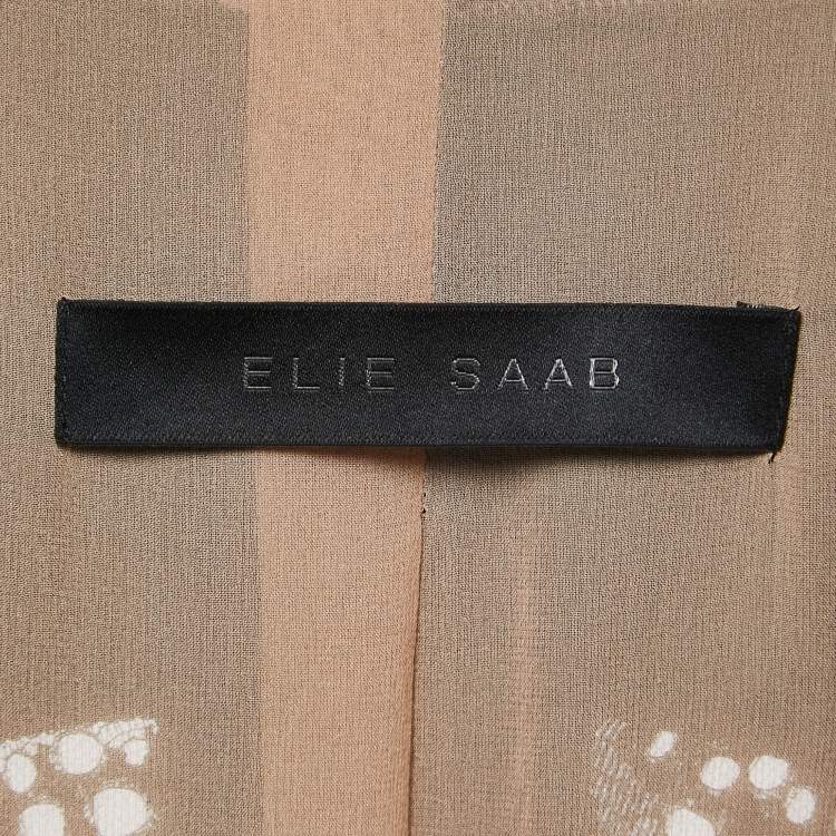 Pre Owned Elie Saab Black Crepe & Lace Inset Single Button Blazer M