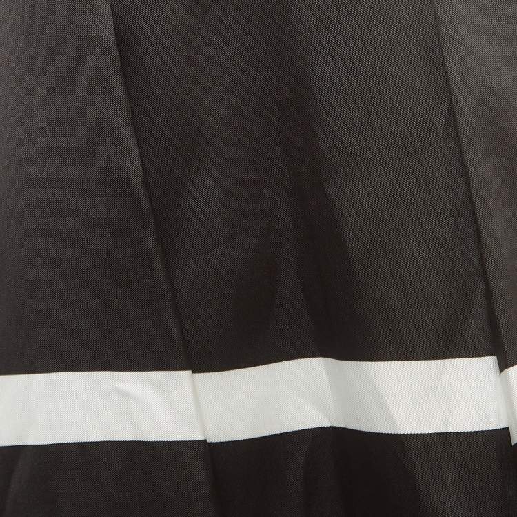 Pre Owned Elie Saab Black/White Striped Silk-Blend Gown M
