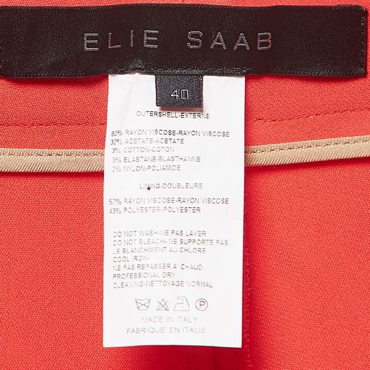 Pre Owned Elie Saab Orange Crepe Lace Trim Shorts S