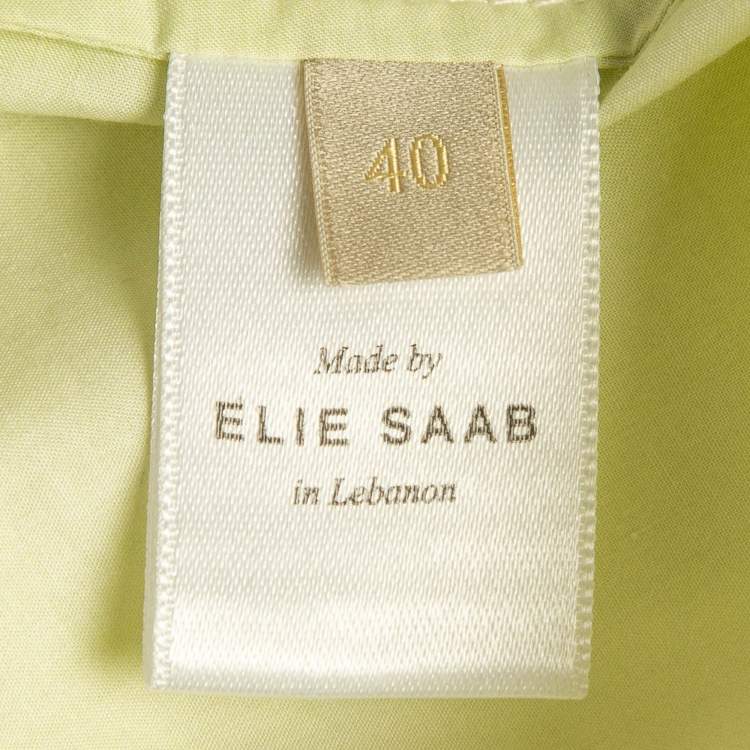 Pre Owned Elie Saab Green Ombre Cotton Gathered Maxi Skirt S