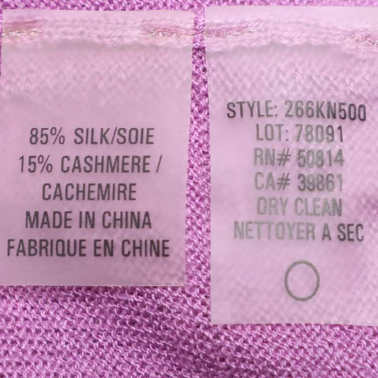Pre Owned Elie Tahari Purple Stretch Silk Sammy Sweater XXL