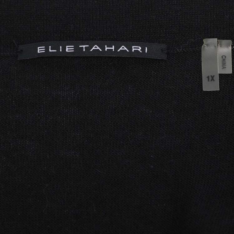 Pre Owned Elie Tahari Black Stretch Knit Gail Long Sleeve Sweatshirt XL