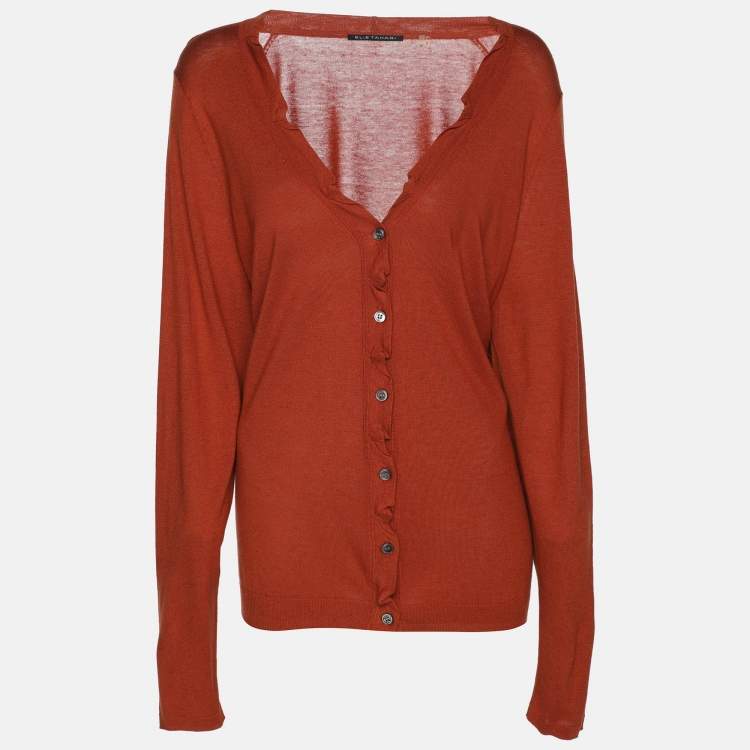 مملوكة مسبقًا Elie Tahari Bronze Stretch Knit Sammy Long Sleeve Shirt XXL