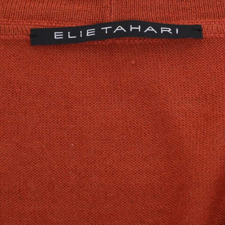 مملوكة مسبقًا Elie Tahari Bronze Stretch Knit Sammy Long Sleeve Shirt XXL