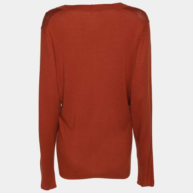 مملوكة مسبقًا Elie Tahari Bronze Stretch Knit Sammy Long Sleeve Shirt XXL