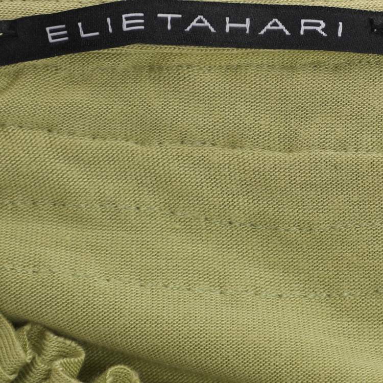 Pre Owned Elie Tahari Green Stretch Knit Ruffle Camisole Top XL