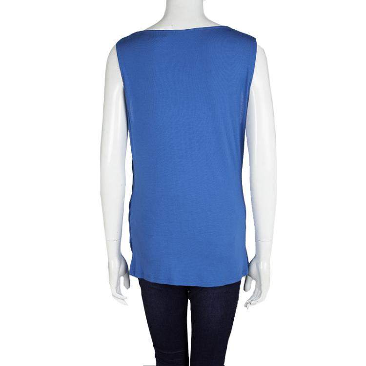Pre Owned Elie Tahari Cobalt Blue cowl Neck Sleeveless Top L