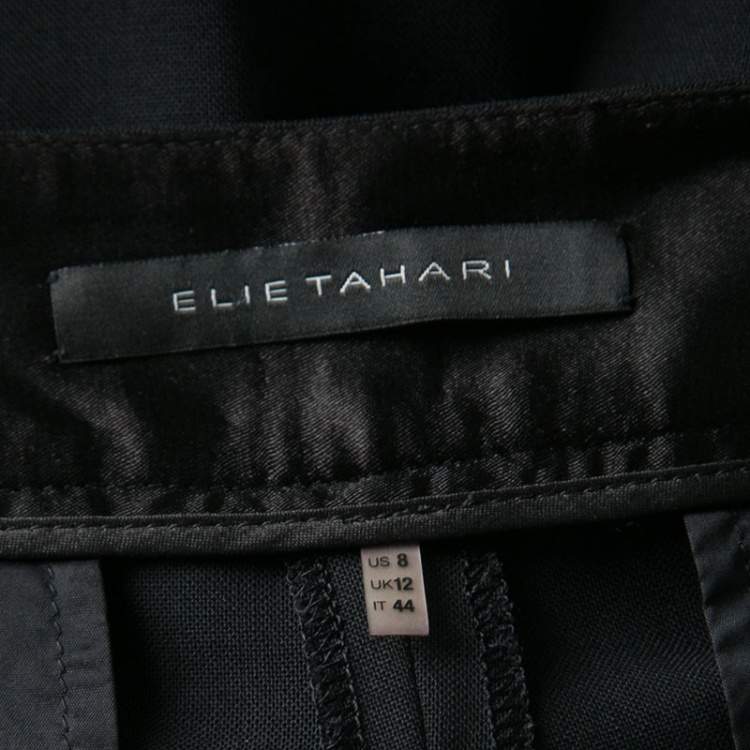 Pre Owned Elie Tahari Black Wool Tailored Trousers M