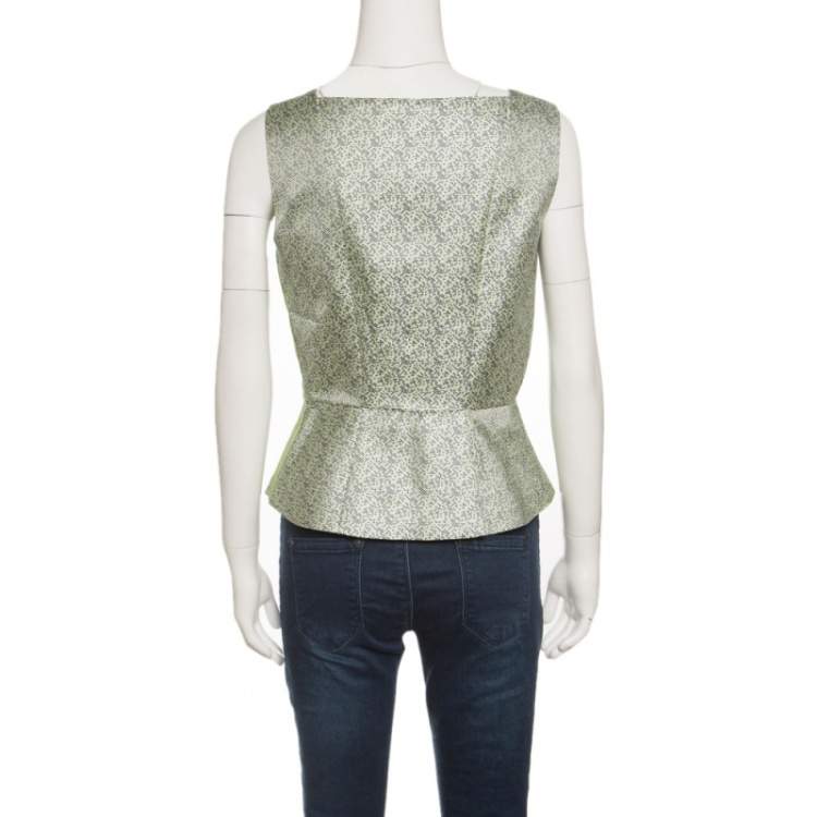 Pre Owned Elie Tahari Multicolor Mini Checkered Sleeveless Peplum Top S