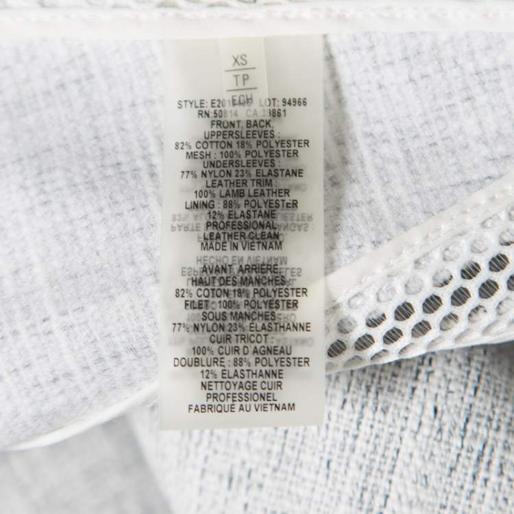 Pre Owned Elie Tahari Off White and Blue Textured Mesh Insert Mixed Media Leeann Jacket XS