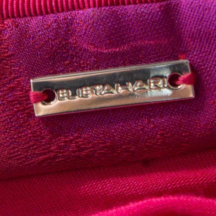 Pre Owned Elie Tahari Red and Purple Floral Jacquard Jersey Shirt M