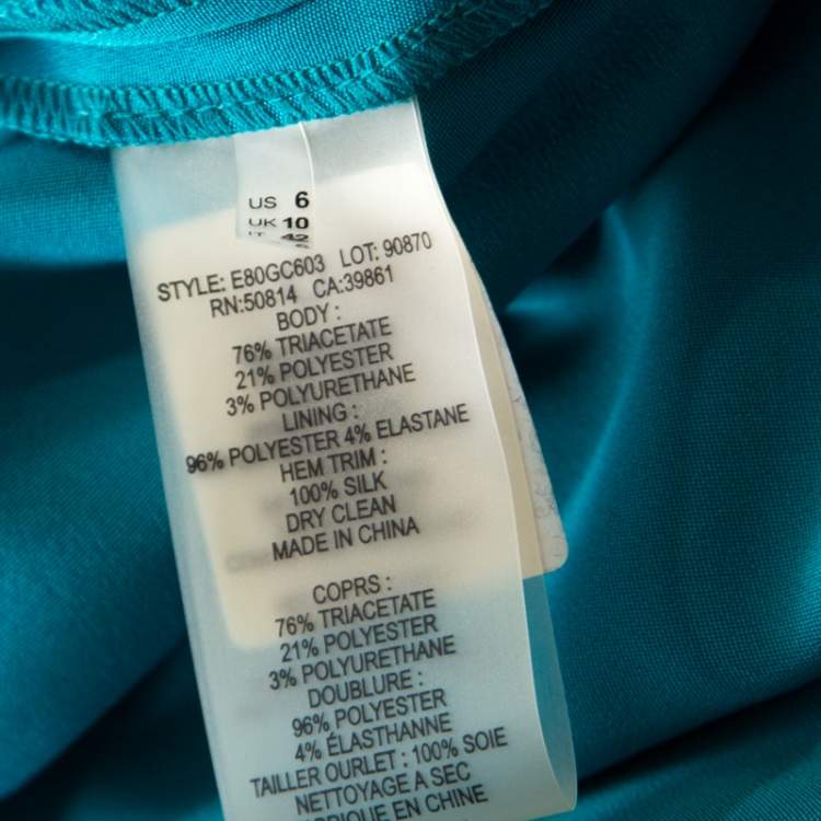 Pre Owned Elie Tahari Jade Green Knit Bateau Zipper Neck Detail Frayed Hem Shift Dress M