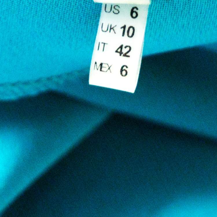 Pre Owned Elie Tahari Jade Green Knit Bateau Zipper Neck Detail Frayed Hem Shift Dress M