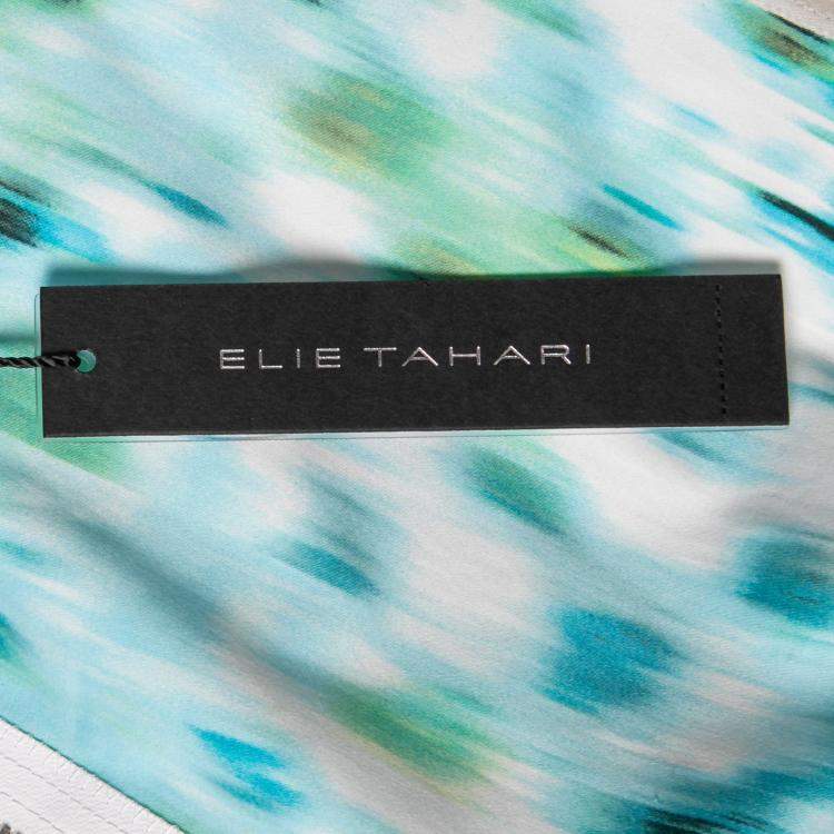 Pre Owned Elie Tahari Blue Cool Water Print Sleeveless Zip Front  Mila Dress S