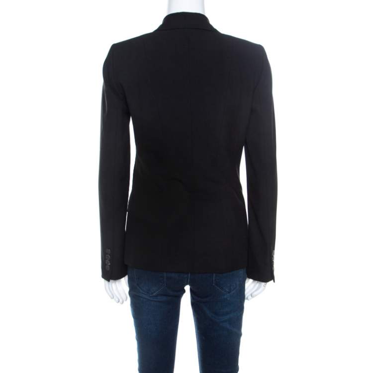 Pre Owned Elie Tahari Black Cotton Blend Classic Fitted Blazer S