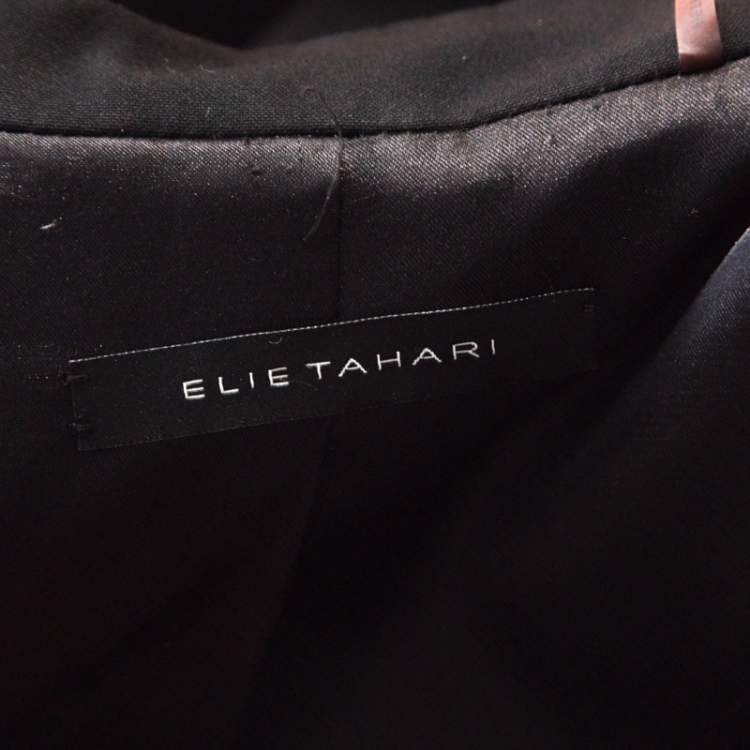 Pre Owned Elie Tahari Black Cotton Blend Classic Fitted Blazer S