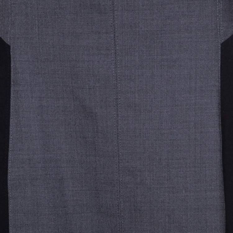 مملوكة مسبقًا Elie Tahari Black and Grey Colorblock Stretch Wool Blend Citrine Dress M 